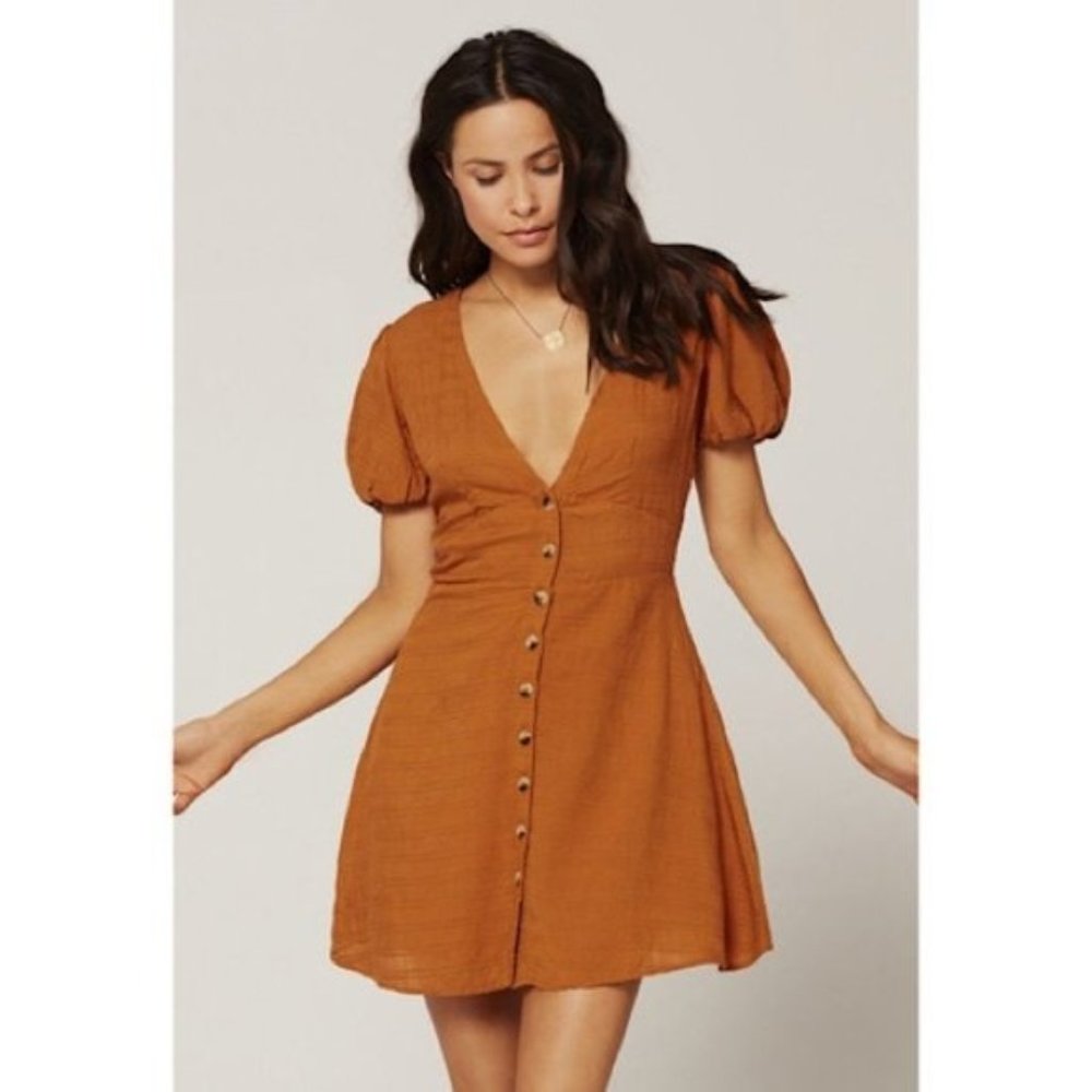 L*Space Sabrina Puff Sleeve V-Neck Dress